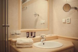 捷克布杰约维采马尔科航运公寓的一间带水槽和镜子的浴室