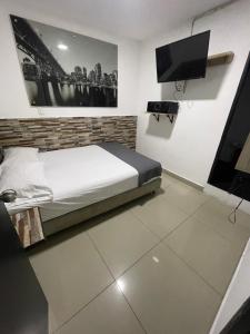 麦德林HOTEL SELECT的一间卧室配有一张床和一台平面电视
