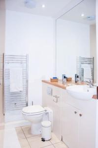 都柏林2 bed 2 bath Apartment with Canal View的白色的浴室设有卫生间和水槽。