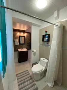 卡波圣卢卡斯Cabo Tortuga Hotel Boutique的一间带卫生间和水槽的浴室