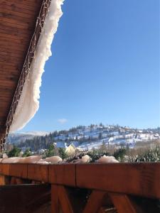 斯拉夫西克Котедж-шале Елітний的阳台享有雪景