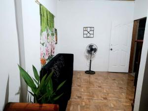 LidliddaEastdee Homestay By Jaya的走廊上种植了植物,房间配有风扇