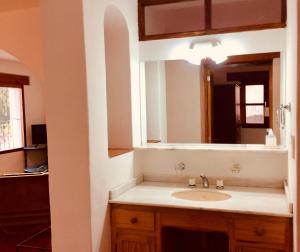 蒂尔卡拉Casa en Tilcara con hermosa vista al Pucara的一间带水槽和镜子的浴室