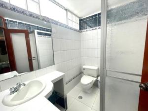 伊洛Apartamento Sotillo的一间带卫生间、水槽和镜子的浴室