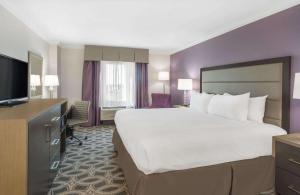 新奥尔良新奥尔良东温德姆花园酒店的一间酒店客房,配有一张大床和一台平面电视
