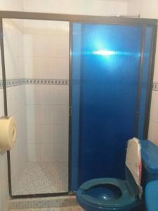 图斯特拉古铁雷斯Hermoso Departamento todas las comodidades WiFi的浴室配有蓝色卫生间和淋浴。