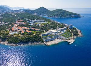 杜布罗夫尼克Apartments Zore Dubrovnik的水面上岛屿的空中景观