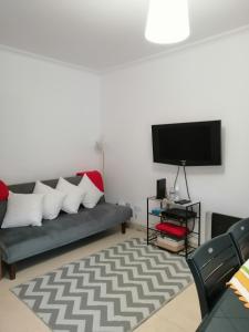 佩尼契PENICHE - Guest House Casa das Estelas的带沙发和平面电视的客厅