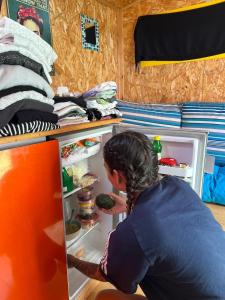 特拉维夫Roger's Hostel Tel Aviv (age 18-45)的女人在找一个开放式冰箱
