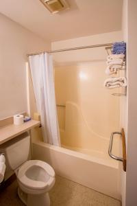 MoundsvilleLafayette Inn的一间带卫生间和浴缸的浴室