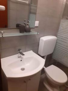 拉布Apartments Felicce的浴室配有白色水槽和卫生间。