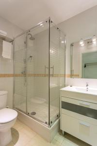 毕尔巴鄂Casual Blue的带淋浴、卫生间和盥洗盆的浴室