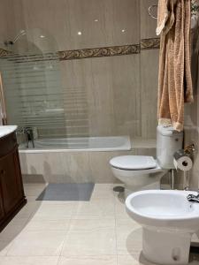 Pesquera de DueroEL COTARRO DE PESQUERA的浴室配有卫生间、盥洗盆和浴缸。