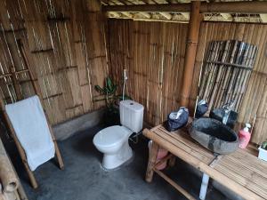 特特巴图Girang Rinjani Bungalows的一间带卫生间和浴缸的浴室