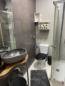 萨卡文Ambientes do Rio Home的一间带水槽和卫生间的浴室