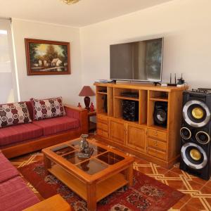 阿尔加罗沃Condominio Altos de Mirasol II的带沙发和平面电视的客厅