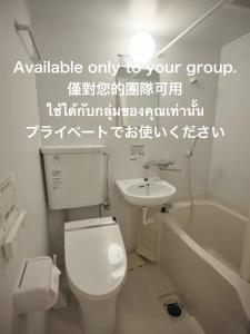 白川村WAY SHIRAKAWAGO - Private, Free Parking and Newly Opened 2022 WAY SHIRAKAWAGO的浴室配有白色卫生间和盥洗盆。
