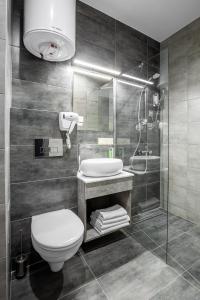 基辅HAMSTER APART的带淋浴、卫生间和盥洗盆的浴室