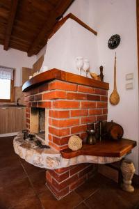 普里耶多尔Vikendica Kristina的一间厨房,在房间内配有砖壁炉