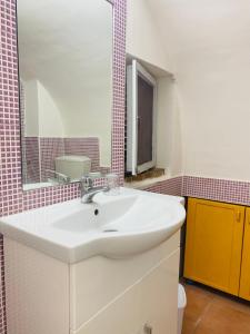 托雷德尔格雷科克拉丽娜乡村民宿的浴室设有白色水槽和镜子