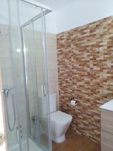 FasniaCASA ISABEL - (ZONA RURAL)的一间带卫生间和玻璃淋浴间的浴室