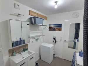阿维尼翁Au cœur d'Agroparc的白色的浴室设有卫生间和水槽。