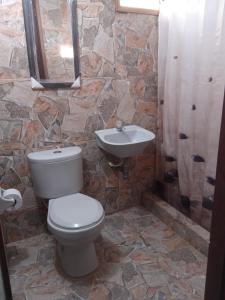 莱蒂西亚Hotel Karupa Amazonas的一间带卫生间和水槽的浴室