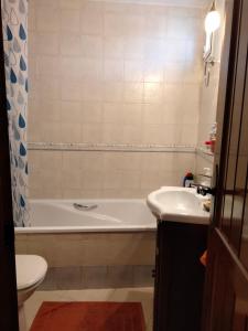 加苏莱斯堡卡萨维斯塔酒店的带浴缸、卫生间和盥洗盆的浴室