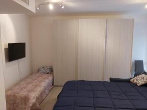 维莫德罗内Casa Sole的卧室配有一张床,墙上配有电视。