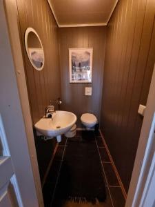 BergsetMålselv Fjellandsby selveierleilighet的一间带水槽和卫生间的浴室
