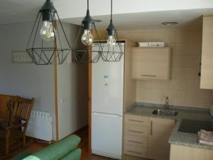博西Apartamentos Ca de Marti的厨房配有白色冰箱和水槽