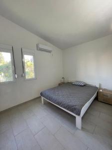 尤塔哈Adriatic Family House的一间卧室设有一张床和两个窗户。