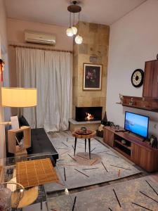 阿尔塔MarGe Apt的客厅设有壁炉和电视。