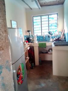 平圭Bibi Mrembo Guesthouse的厨房配有冰箱和台面