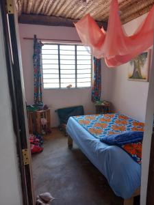 平圭Bibi Mrembo Guesthouse的一间卧室设有一张床和一个窗口