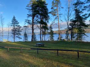 VallstaÅsbergbo Vandrarhem的湖畔野餐桌