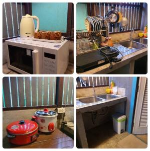 北冲北冲版衫理南度假村的带水槽和微波炉的厨房的四张图片