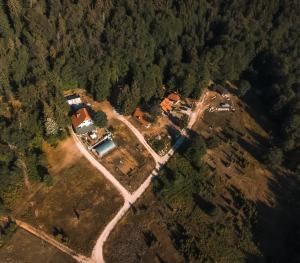 巴伊纳巴什塔Taramazon的树林中房屋的空中景观