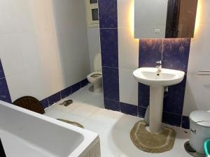 马迪纳特阿什舒鲁克Heliopolis Residence Shrouk city Cairo的一间带水槽和卫生间的浴室