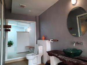 塞友平腊丽度假村的浴室设有白色的卫生间和镜子