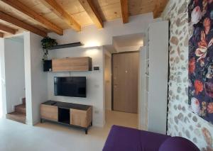 明乔河畔的瓦雷奇奥Sui Tetti di Valeggio - Holiday Apartment的客厅设有壁挂式平面电视。