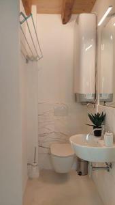 明乔河畔的瓦雷奇奥Sui Tetti di Valeggio - Holiday Apartment的白色的浴室设有卫生间和水槽。
