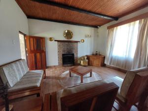 格拉斯科普Lisbon Eco Lodge的带沙发和壁炉的客厅