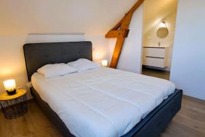 阿宰勒里多La Petite Loge à Azay-le-Rideau的卧室配有一张白色大床