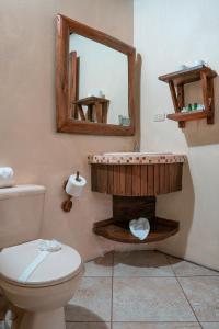 福尔图纳La Tigra Rainforest Lodge的一间带卫生间和镜子的浴室