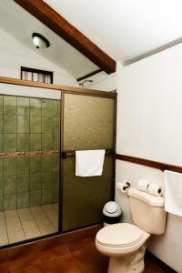 福尔图纳La Fortuna Natural Green的一间带卫生间和玻璃淋浴间的浴室
