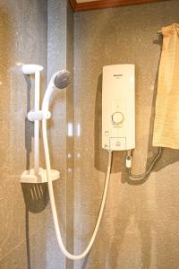 巴斯科ichehan lodge的浴室内配有淋浴和吹风机