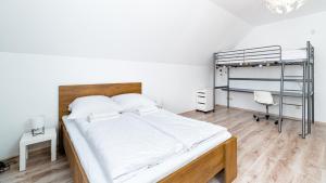 梅斯瓦科维采Apartamenty Sun & Snow Villa Sportowa的一间卧室配有一张床和一张双层床。