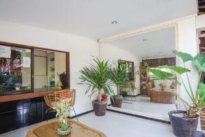 金巴兰Kampung 168的一间种植了盆栽植物和镜子的房间