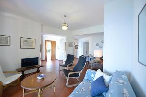 马西亚娜马里纳Villa Le Sprizze a bordo del mare - Goelba的客厅配有蓝色的沙发和椅子